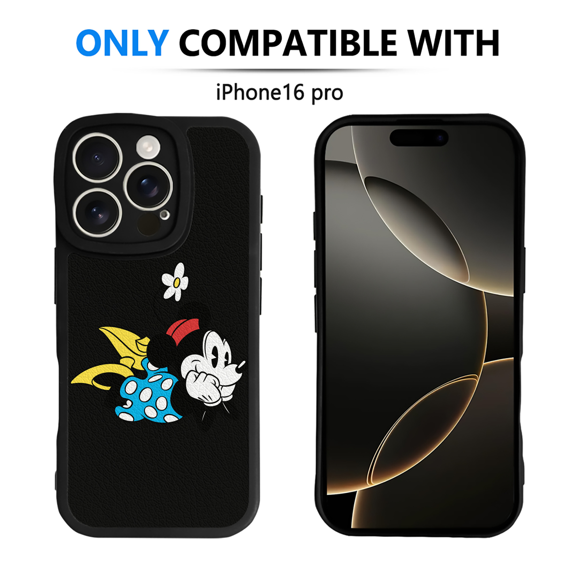 （画像用） ミッキーマウス Mickey Mouse 【iPhone 16シリーズ対応】シリコンスマホケース（レザー調） 材質：シリコン